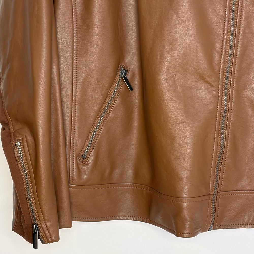 Torrid Faux Leather Moto Jacket Women 4 Brown Aviator - Picture 5 of 12